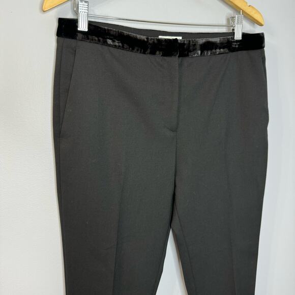Sandro Velvet Waistband Slim Pants Charcoal Black Tuxedo touch Sz 10 - Picture 3 of 12